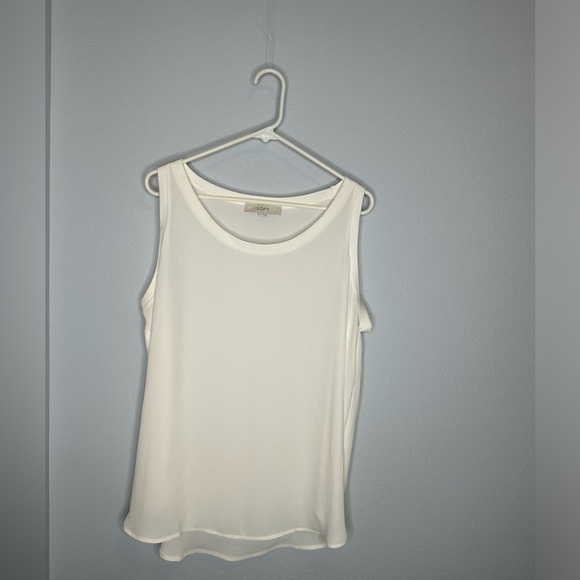 LOFT White Sleeveless Tank Top with Scoop Neck XL - Picture 1 of 5